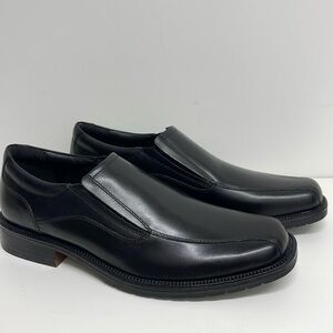 New Mens Franco Fortini Keith Black Leather Slip-On Dress Shoes | size 9